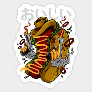 cowboy hotdog Sticker